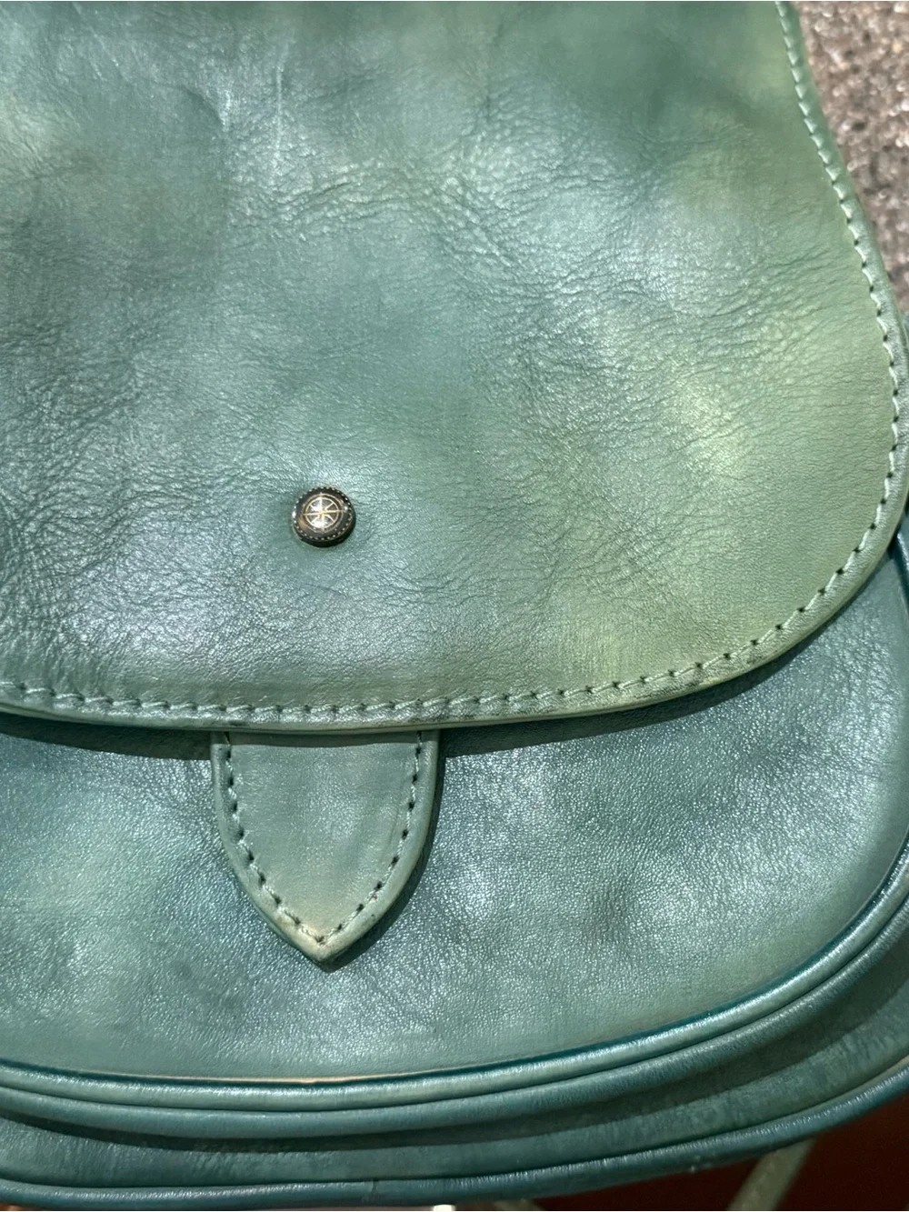 Old Trend Deep Green Leather Crossbody Saddle Bag with Flap